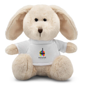 Plüsch-Hase mit T-Shirt als Kundenpräsent